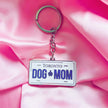 License Plate Dog Mom Keychain - Silver