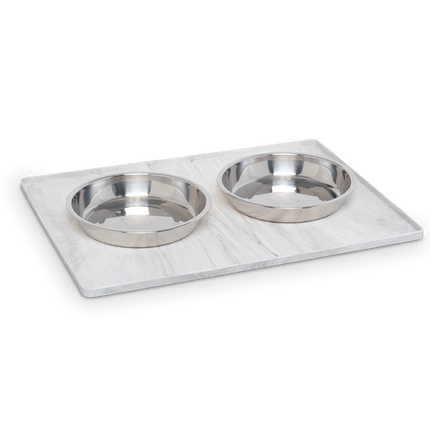 Silicone Bowl Mat with Raised Edge, Marble