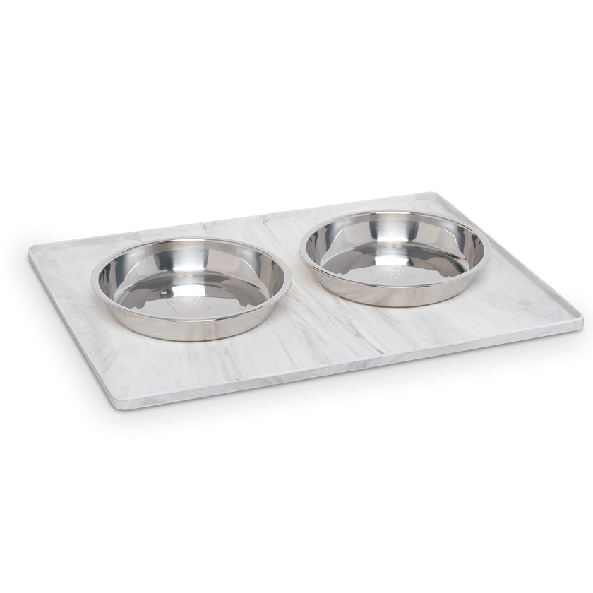 Silicone Bowl Mat with Raised Edge, Marble